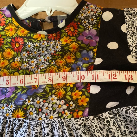 Girls mixed pattern long sleeve dress - Picture 8 of 9